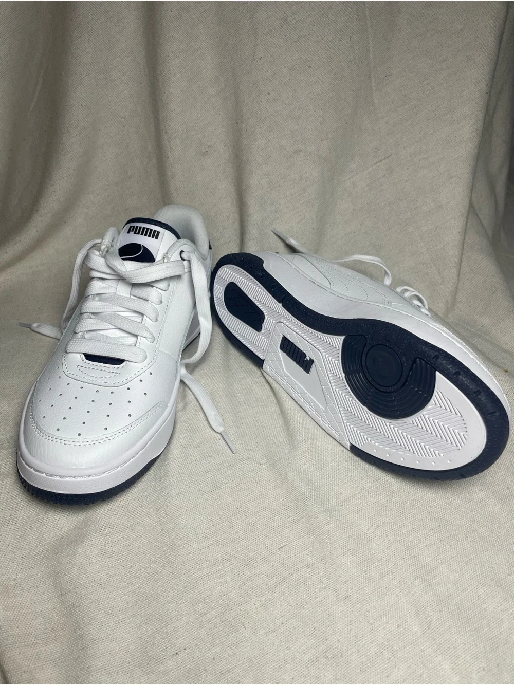 Puma Men’s White Sneakers with Navy Accents